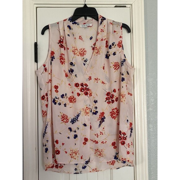 PINK Tops - Rose + Olive Sleeveless Blouse Top Pink Floral XL V-Neck Classic Romantic Flowy